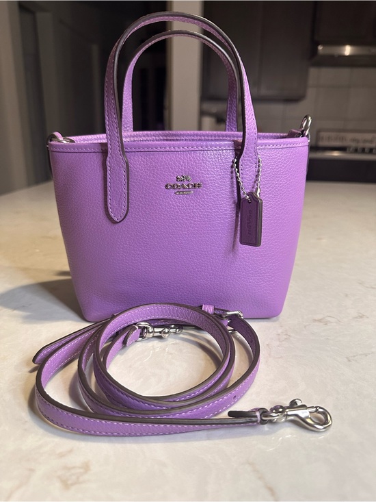 Coach Handbags - Coach Lavender Purple Pebbled Leather Mini Tote with Strap